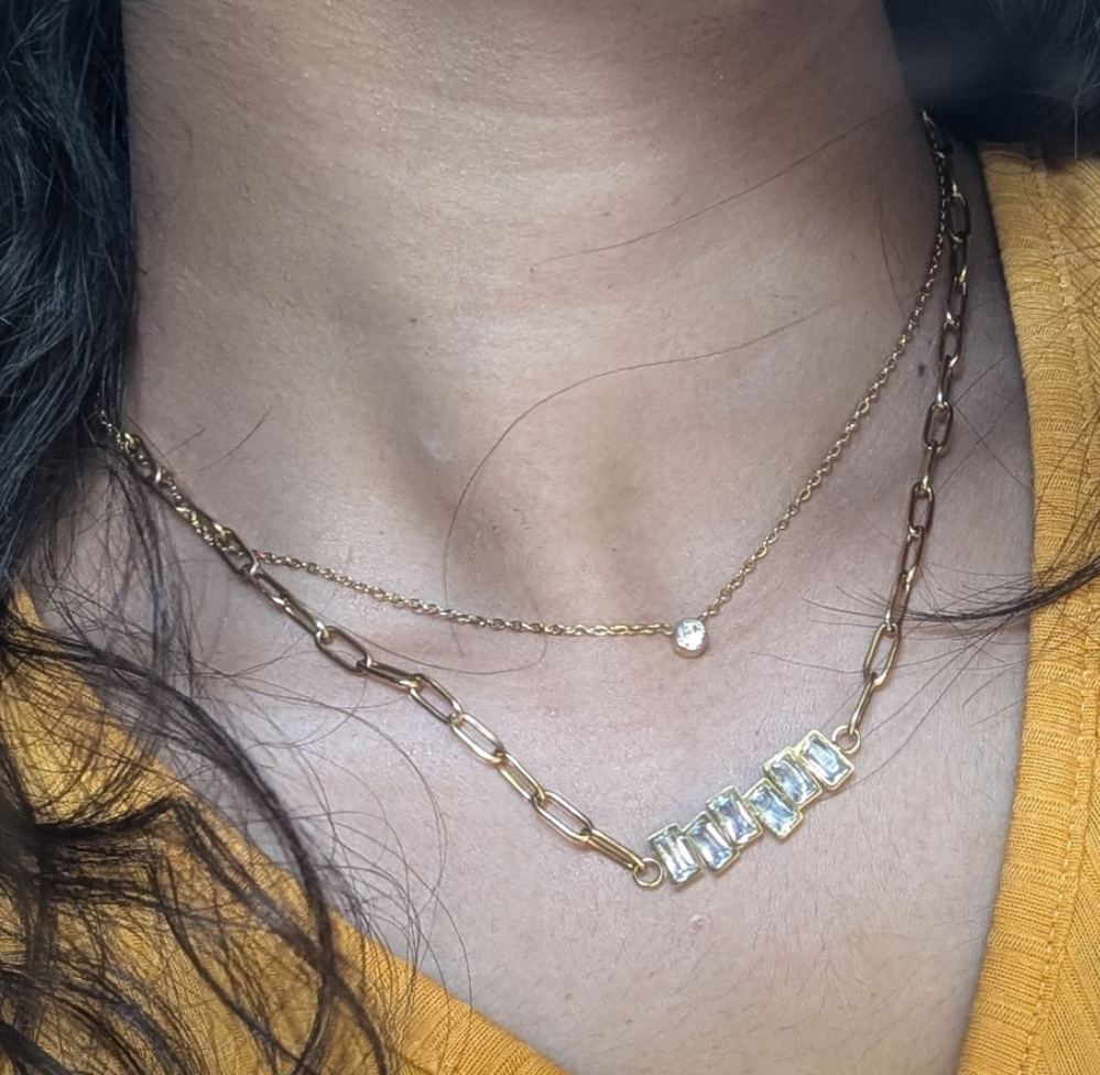 Anti Tarnish 2 Line Butterfly Necklace with Free Butterfly Earrings Set